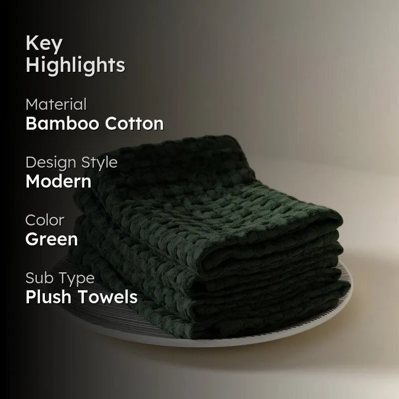 Cloud Soft Waffle Face Towel (Green) - Set Of Four media 2