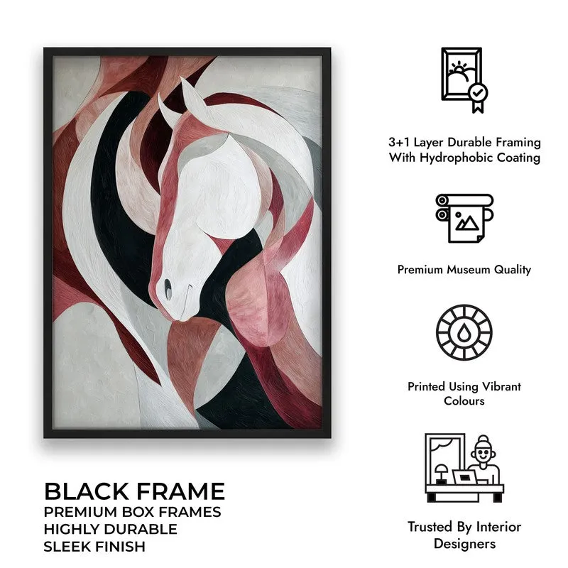Ethereal Flow Horse Wall Painting With Black Frame media 9