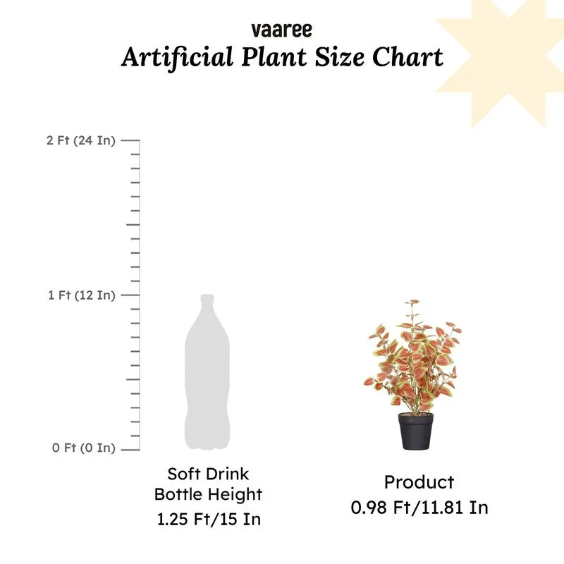Artificial Coleous Plant With Black Fiber Pot (Orange) - 1 Feet media 7