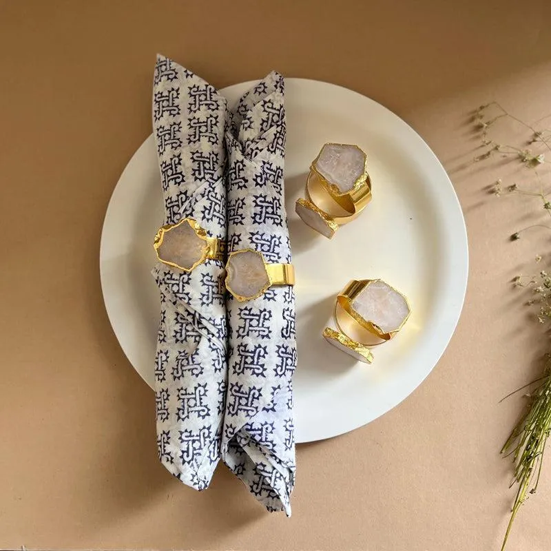Suzzaine Handcrafted Agate Napkin Rings (White) - Set Of Six media 3