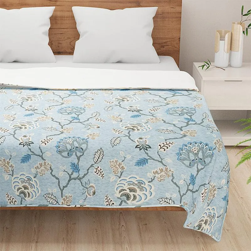 Swayam Hilda Floral Cotton Dohar (Blue) - 110 GSM media 3