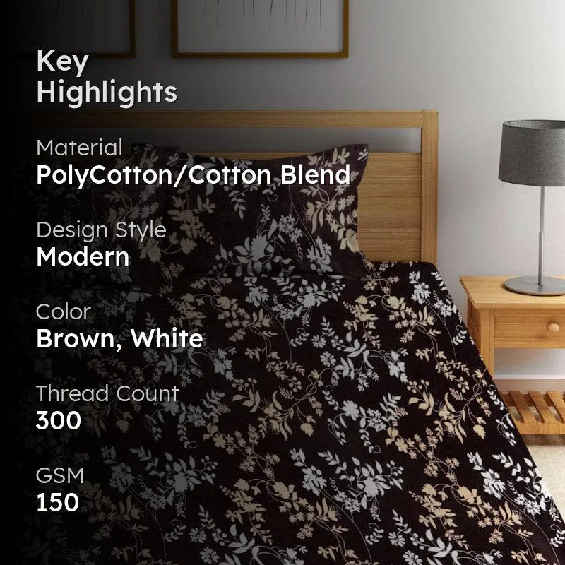 Floral Mirage Warm PolyCotton Bedsheet - 150 GSM media 2