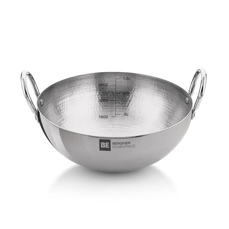 Bergner Stainless Steel Hammered Kadhai - 1300 mL media 7
