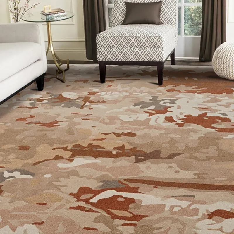 Sobek Hand Tufted Abstract Wool & Nylon Carpet - Rust Brown media 8