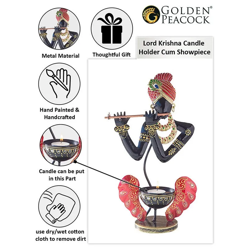 Krishna Flute Tealight Holder - Black,Red media 5