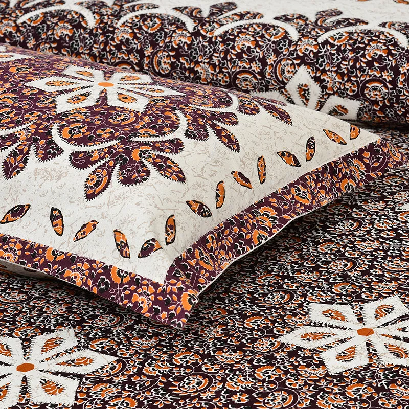 Alankrita Ethnic Cotton Bedsheet (Beige,Brown) - 180 TC media 4