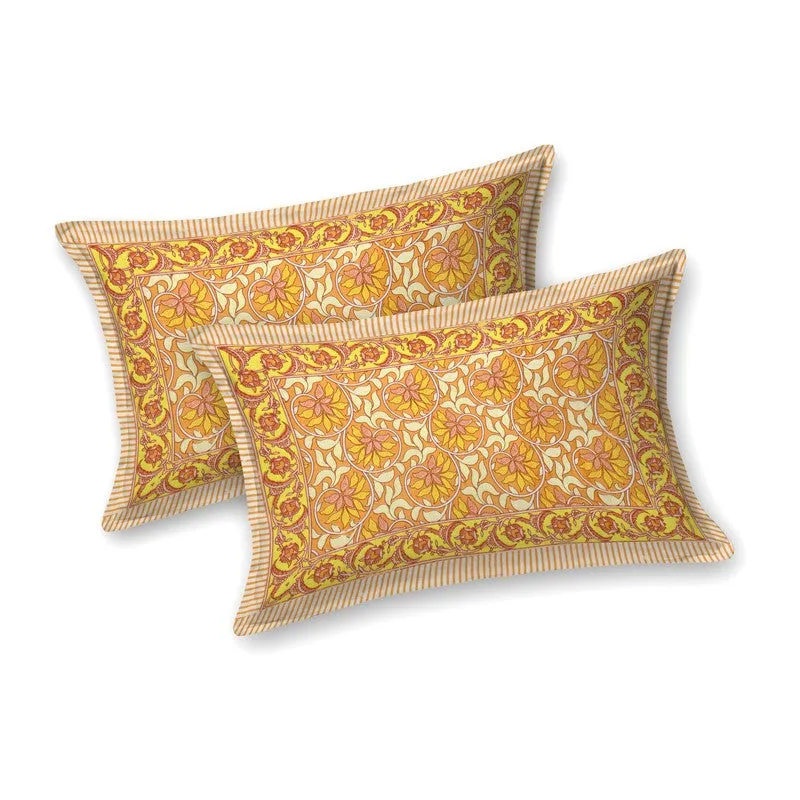 Auraus Cotton Bedsheet (Orange,Yellow) - 240 TC media 4