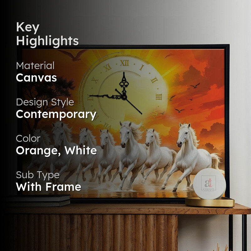 Saptashv Wall Art With Clock media 2