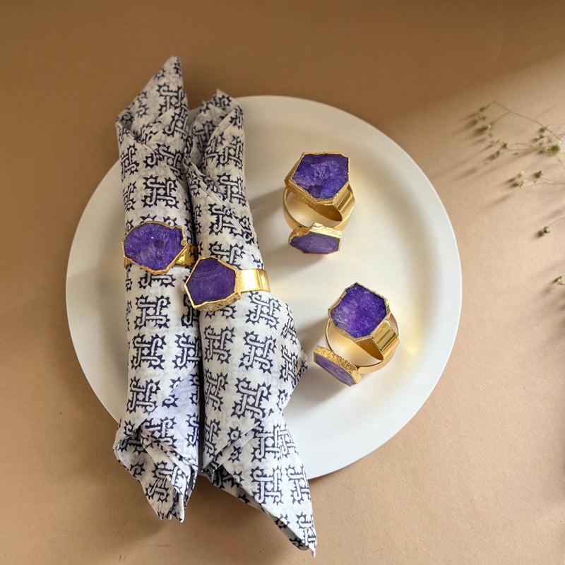 Suzzaine Handcrafted Agate Napkin Rings (Purple) - Set Of Six media 4