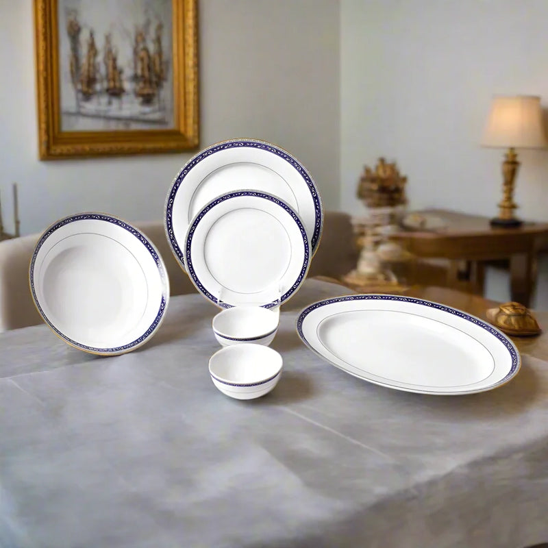 Dinole 24k Gold Brushed Porcelain Dinner Set - 21 Piece Set media 4