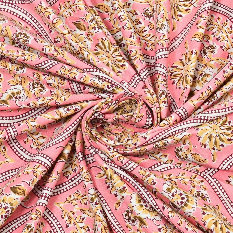 Rangly Cotton Bedsheet (Pink,Orange) - 240 TC media 6