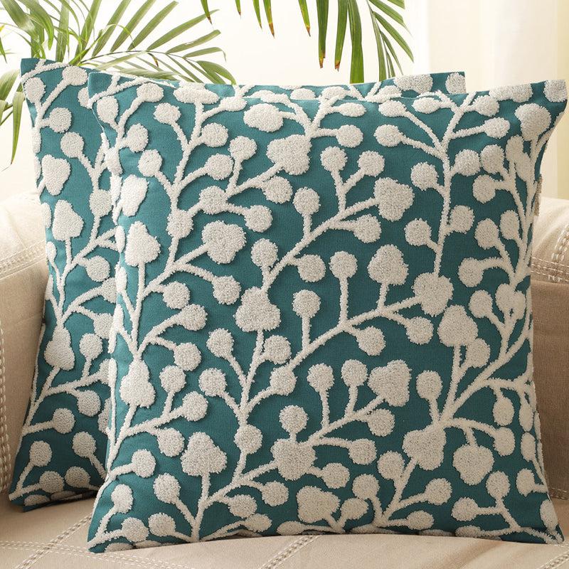 Yarn & Tale Embroidered Cotton Cushion Cover - Set Of Two media 2