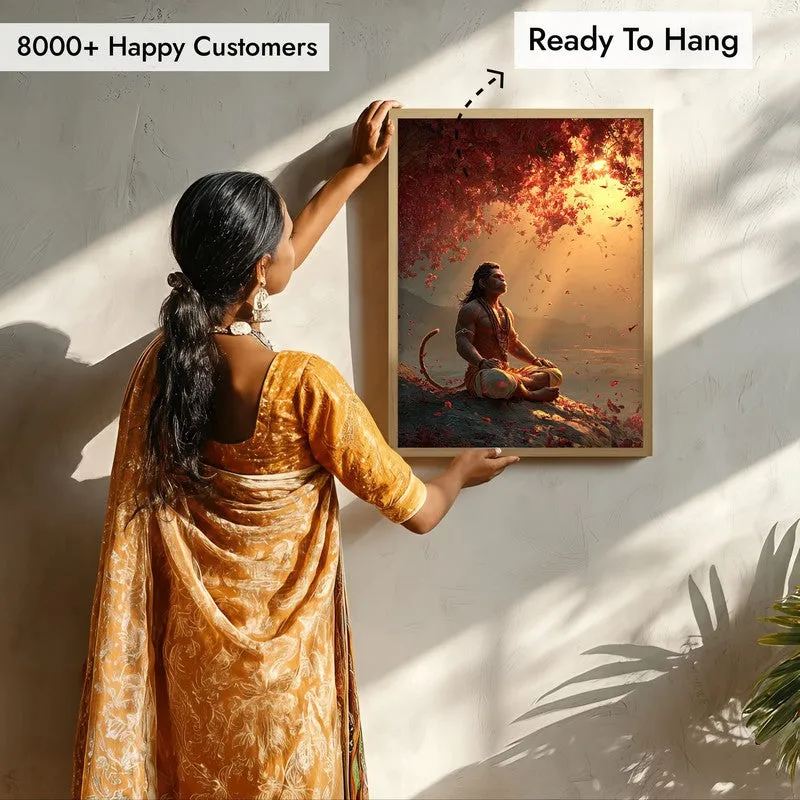 Sri Hanuman Meditating III Archival Paper Wall Art - Natural Brown Frame media 7