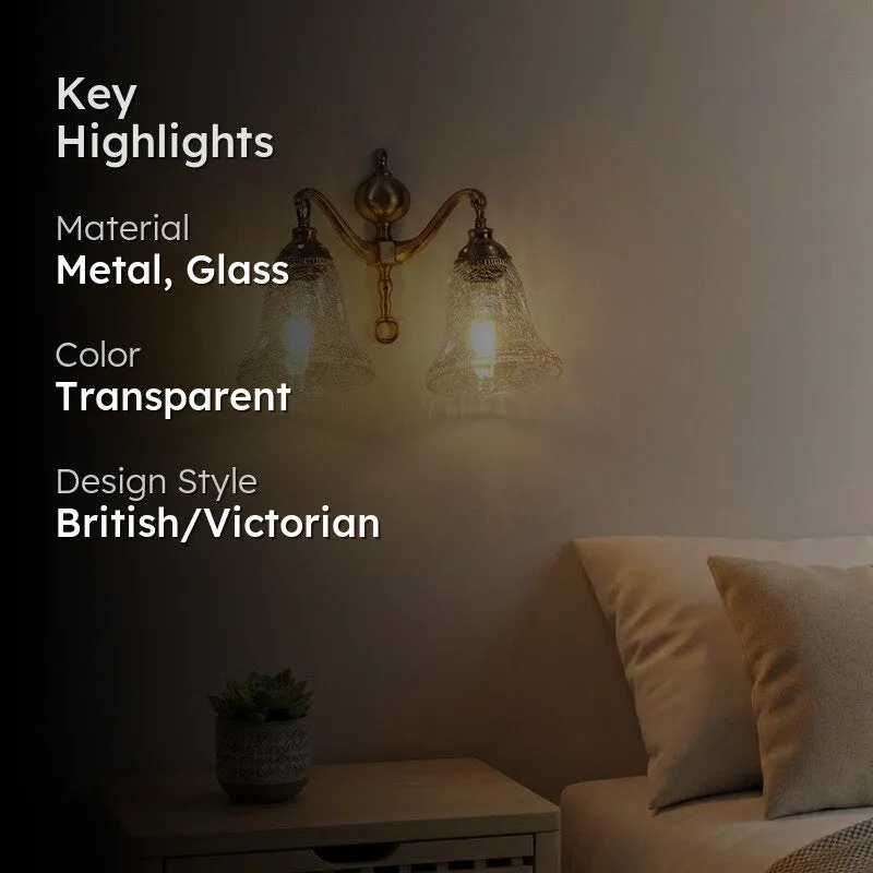 Crystal Flare Antique Dual Shade Glass Wall Lamp media 2