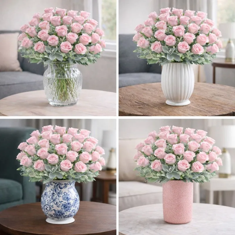 Florique Polyester Artificial Rose Flower - Set of Four media 5