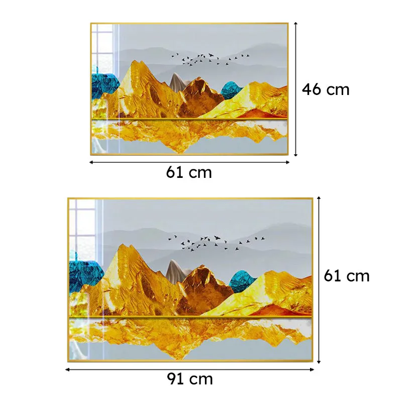 Sunkissed Peaks Modern Canvas Wall Art With Frame - Gold media 6