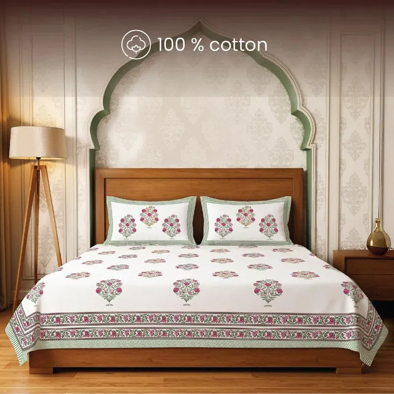 Urban Space EthnicFlora Cotton Bedsheet - 300 TC media 4