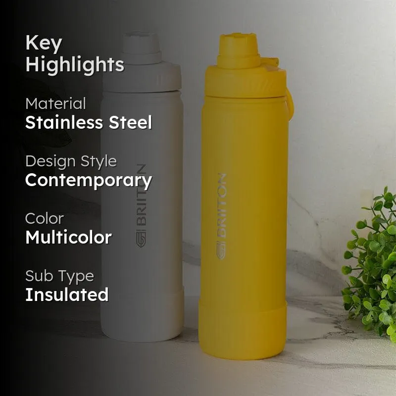 Quench Pal Hot & Cold Thermos Water Bottle (White & Yellow, 750 mL Each) - Set Of Two media 2