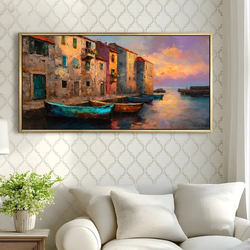 Painted Harbor Canvas Wall Painting With Frame media 4