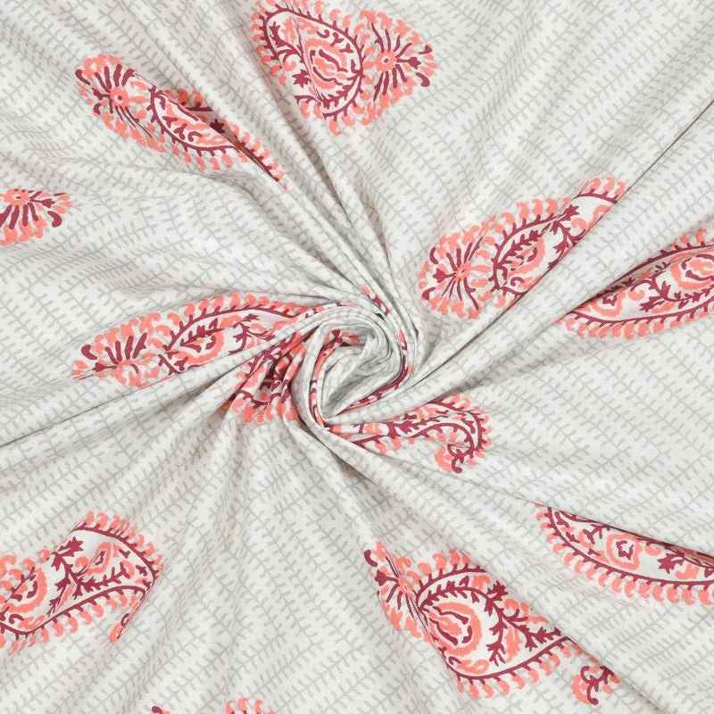 Vineva Cotton Bedsheet (Pink,White) - 240 TC media 5