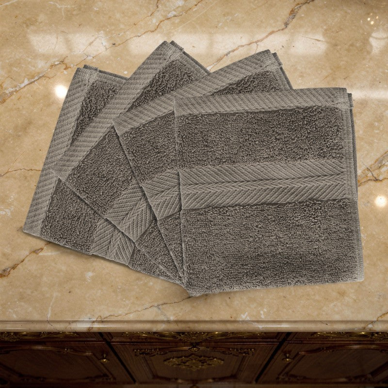 PlushAura Cotton Face Towel (Brown) - Set Of Four media 5