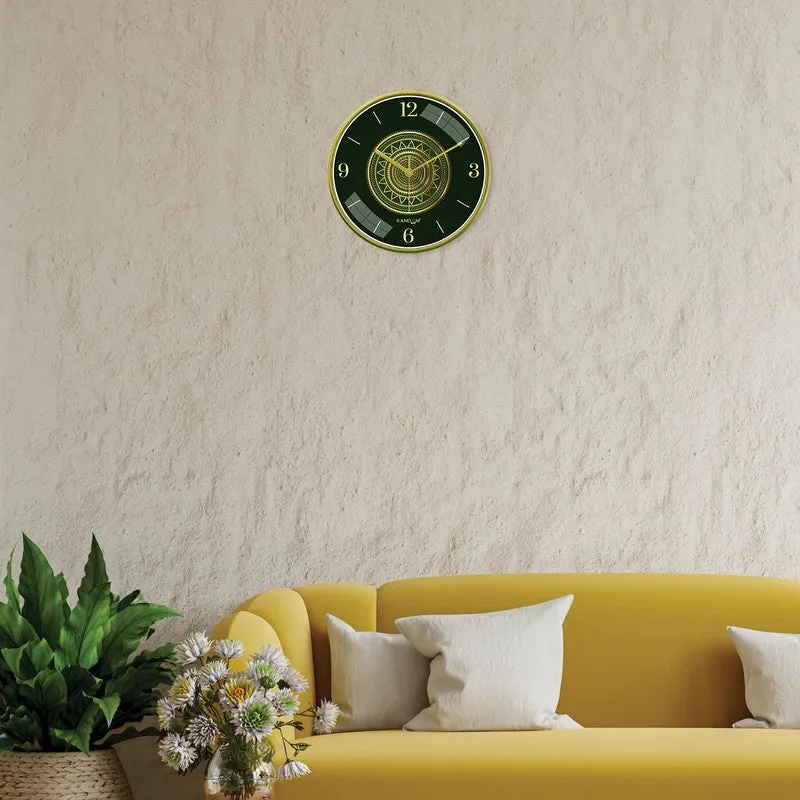 Yuga 3D Printed Mandala Wall Clock - Deep Emrald Green media 3