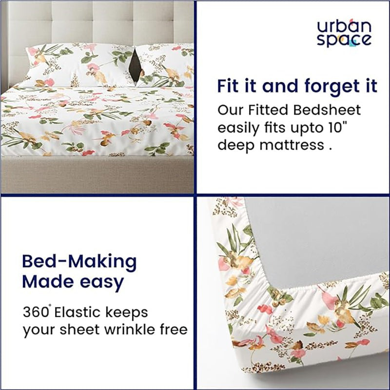 Urban Space Cherry Blossom-Peach Cotton Bedsheet - 200 TC media 10