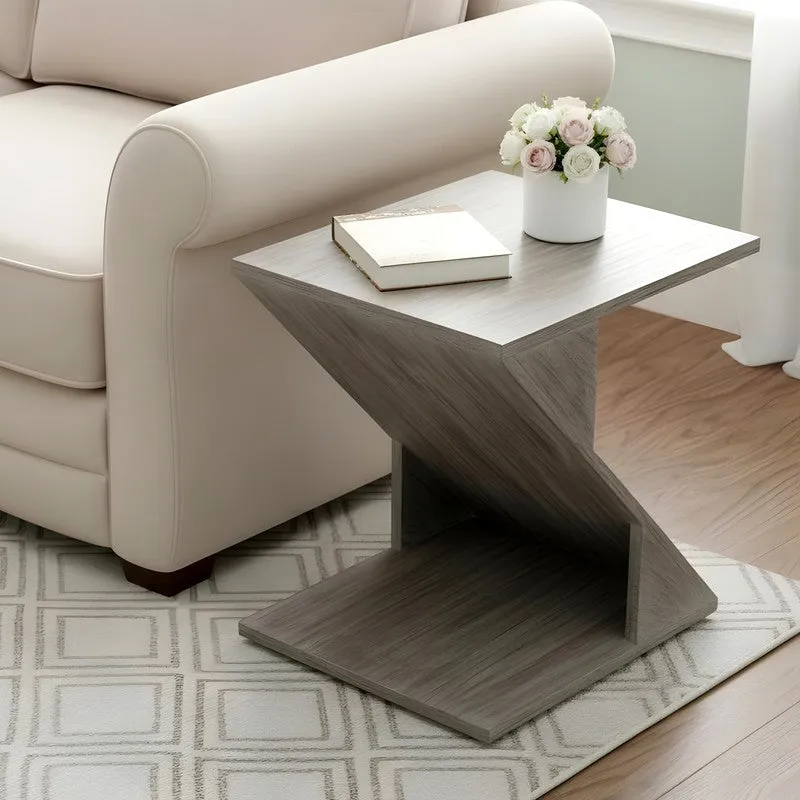 Rverox Sheesham Wooden Side & Bedside Table - Grey media 1