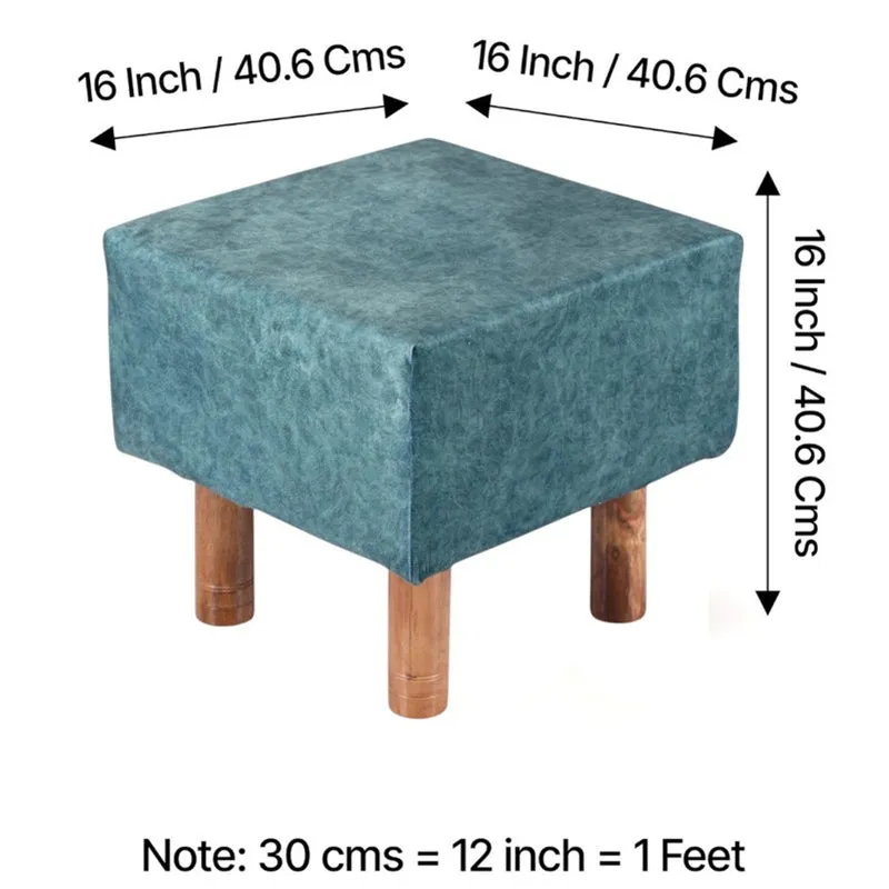 Trixon Acacia Wooden Ottomans - Blue media 12