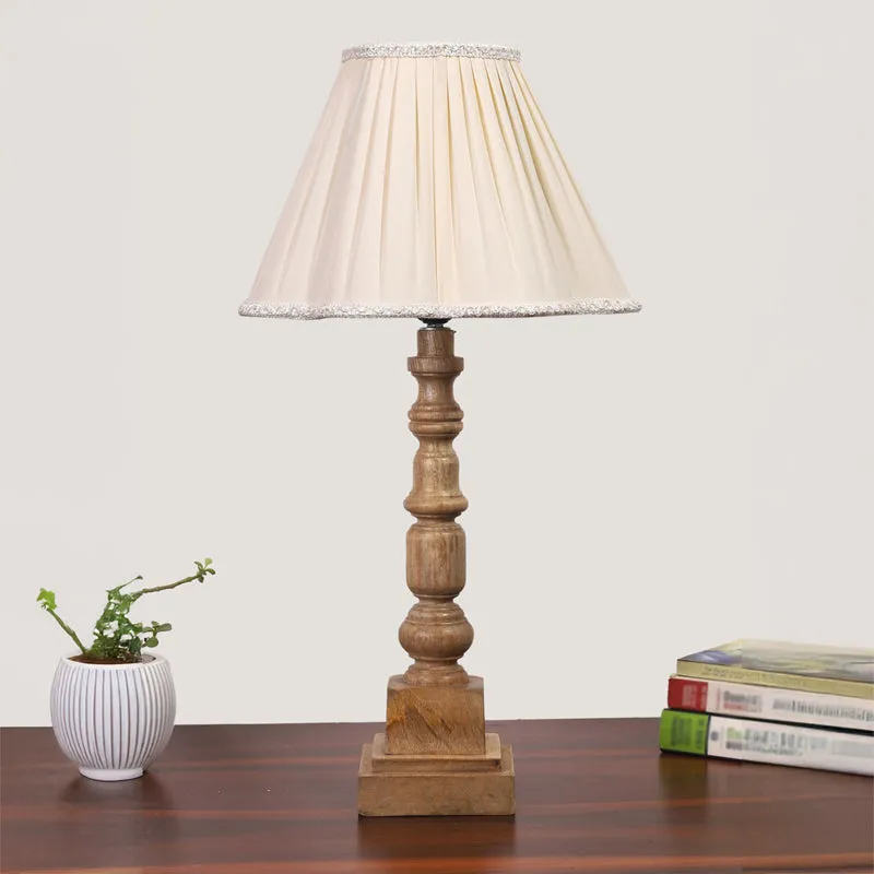 Pleatra I Arbor Wooden Table Lamp - Ivory,Brown media 3