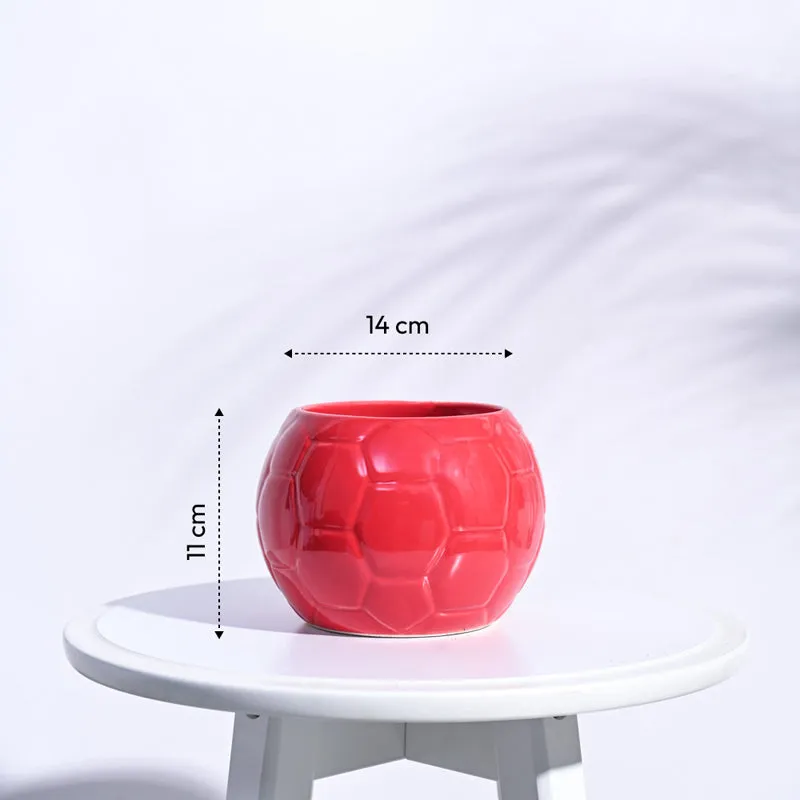 Ugaoo Football Red Ceramic Pot media 6