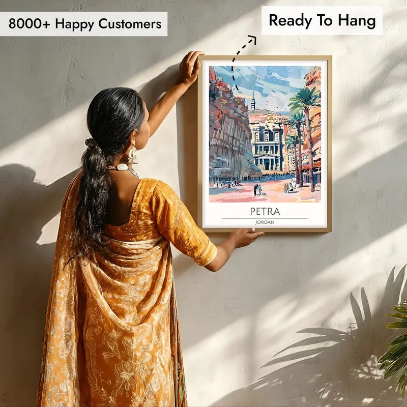 Vintage Petra Framed Canvas Archival Canvas Wall Painting - Natural Brown Frame media 7