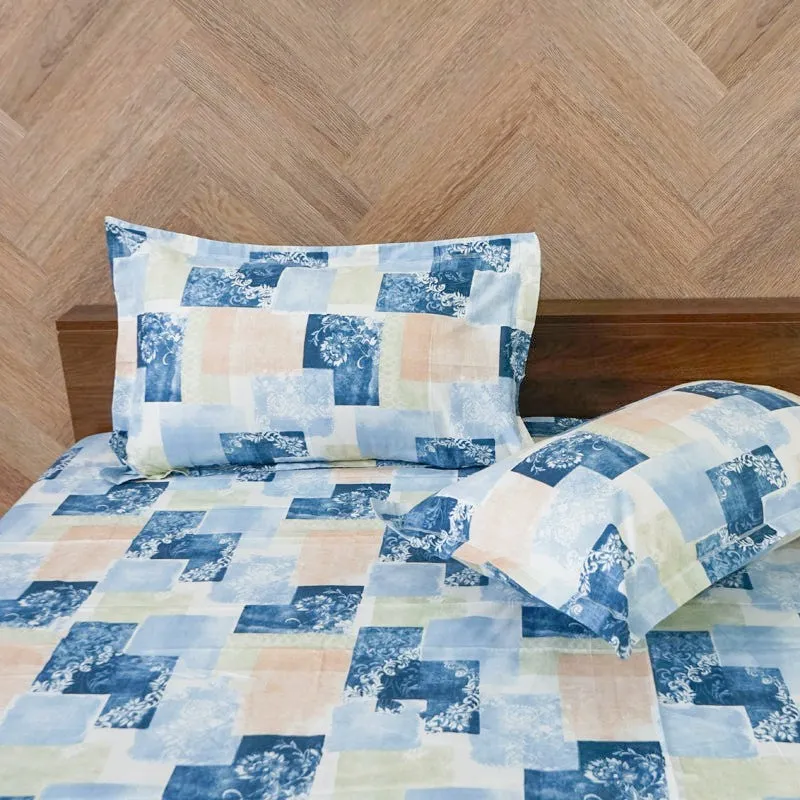 Cubescape Cotton Bedsheet (Blue) - 180 TC media 4