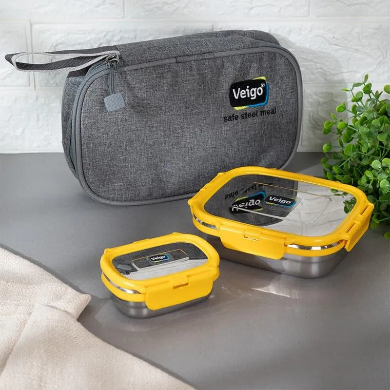 Delica Yellow Lunch Box With Pouch (550/150 mL) - Two Piece Set media 6