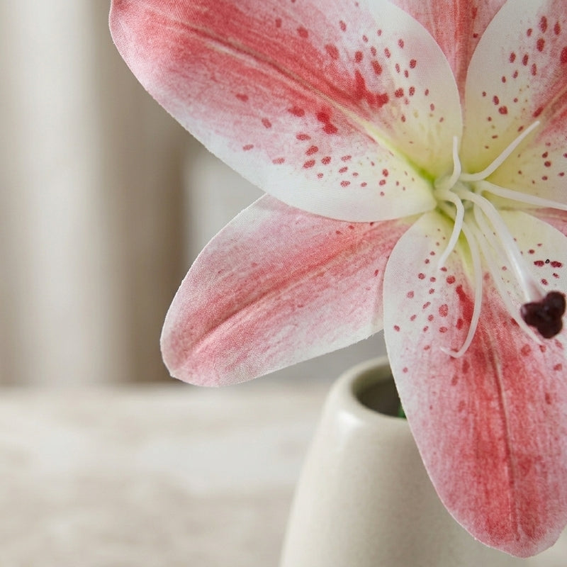 Faux Everlasting Lily Flower Stick - Pink media 2