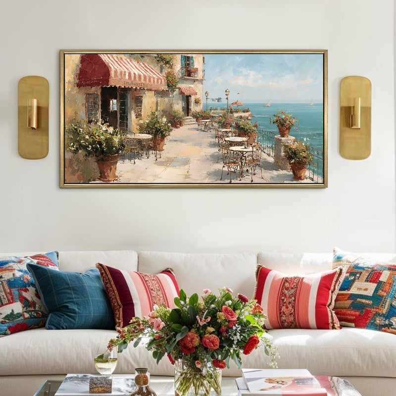 Harbor Light Canvas Wall Painting With Frame