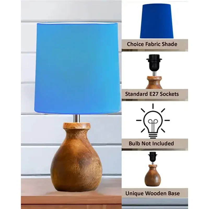 Eleera Wooden Table Lamp - Blue,Brown media 5