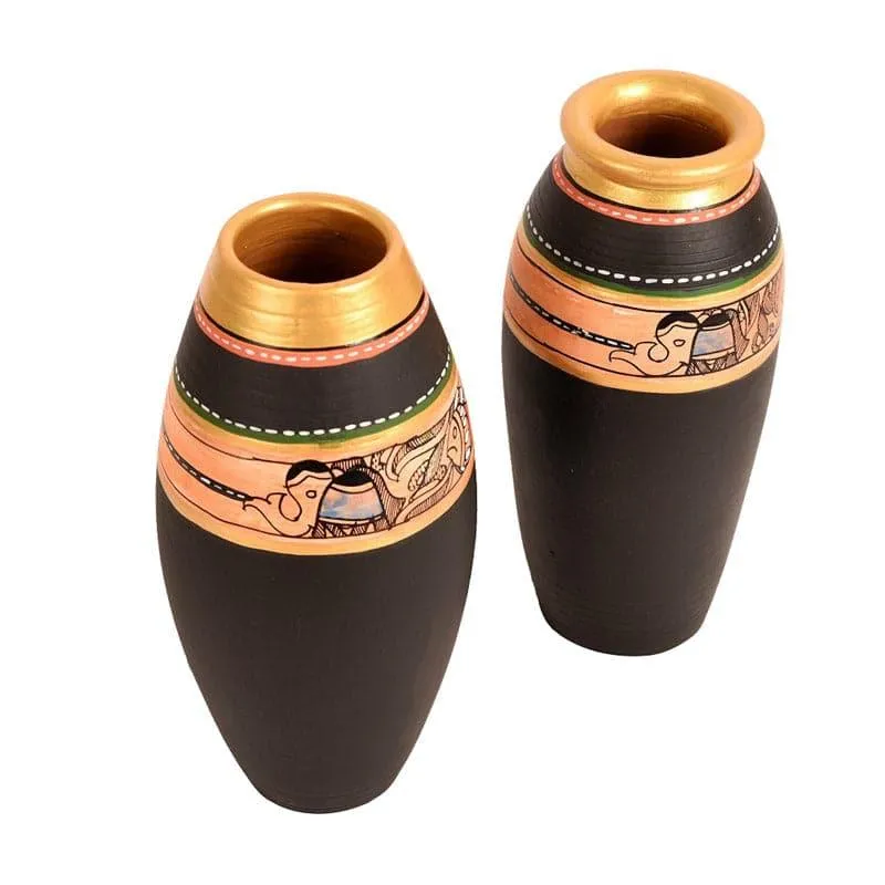 Anadya Tribal Terracotta Vase - Set Of Two media 4