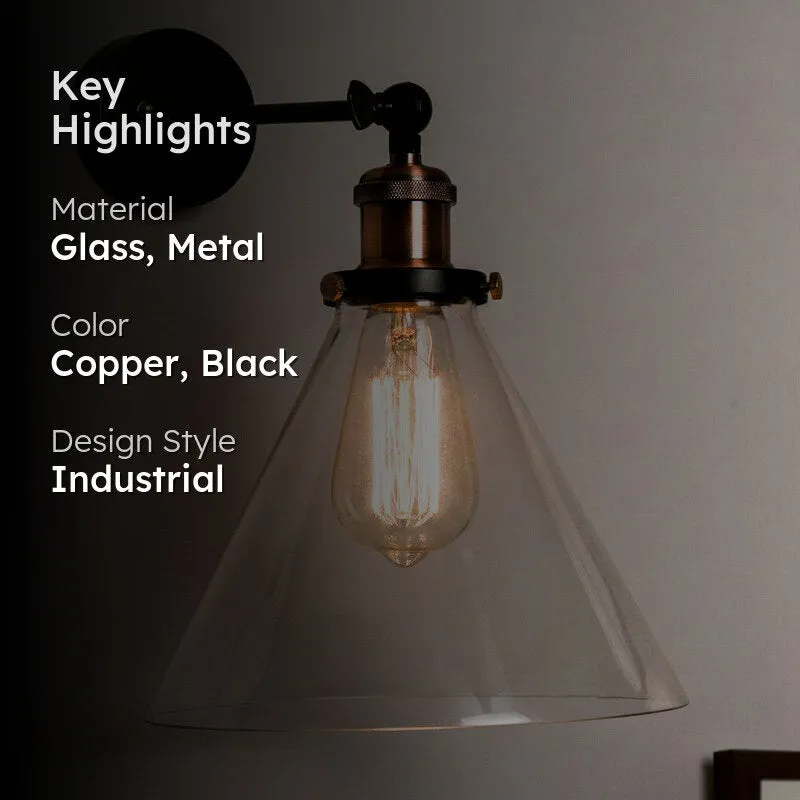 Conica Arm Glass & Metal Wall Lamp - Copper media 2