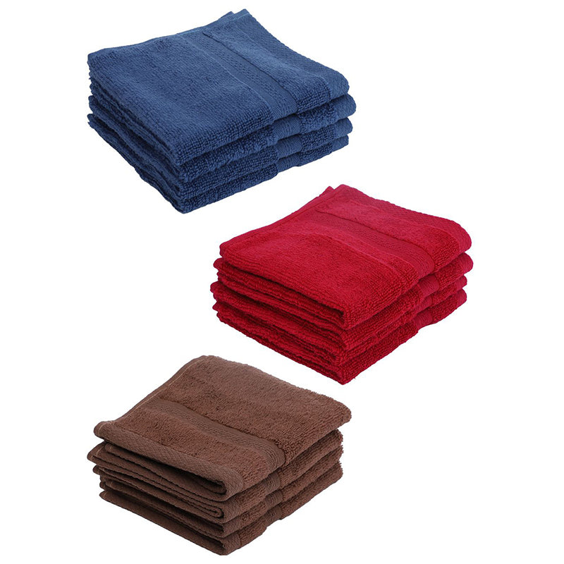Nuage Cotton Hand & Face Towel (Brown, Red & Blue) - Set Of Twelve media 7