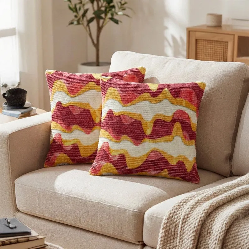 RythmFlow Cushion Cover (Maroon) - Set Of Two media 1