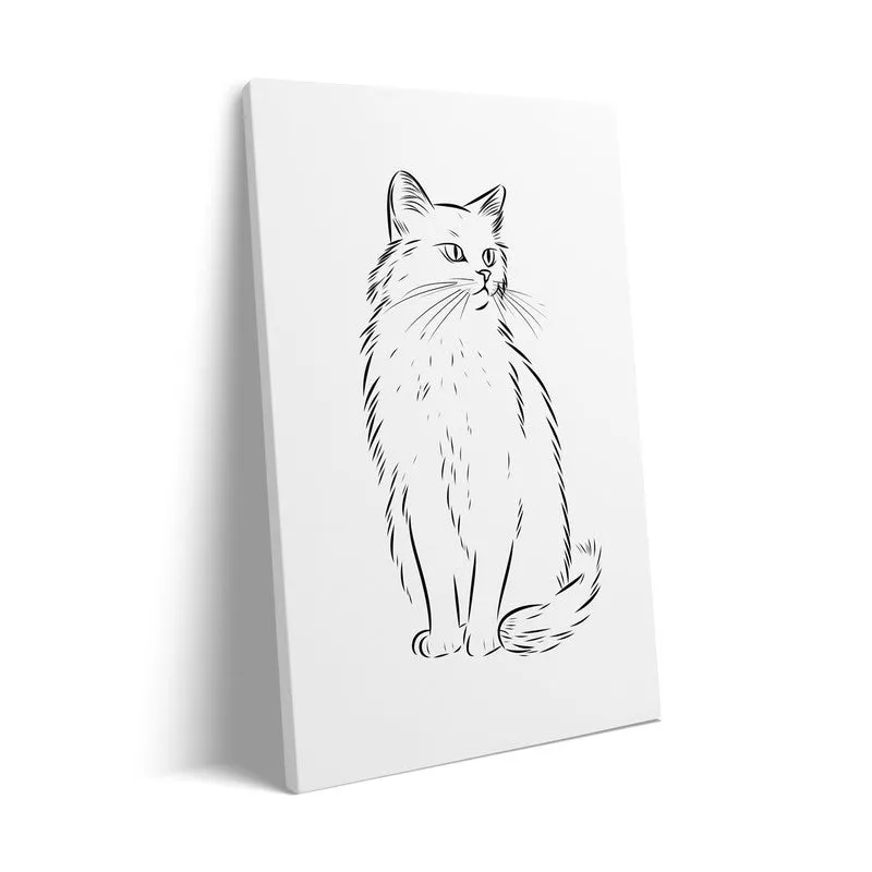 Cat Sketch Archival Canvas Wall Art - Black Frame media 7