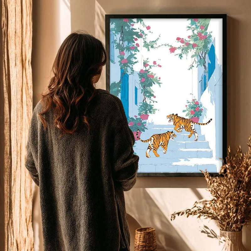 Feline Grace Canvas Wall Painting - Black Frame media 4