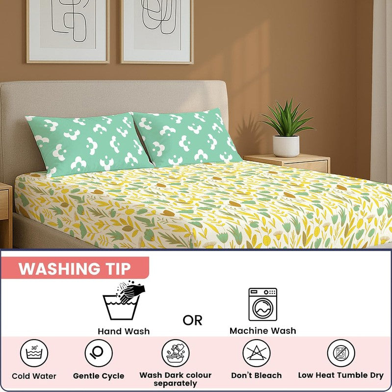 Dreamy Pastels Floral Cotton Bedsheets (Multicolor) - 144 TC media 7