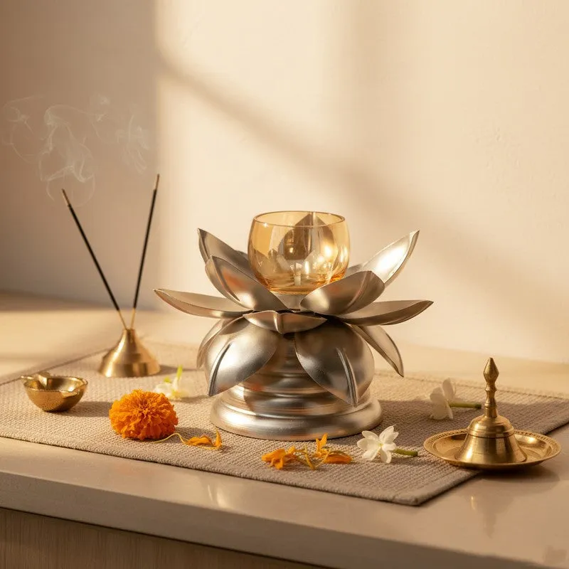 Bloomaura Metal & Glass Tealight Candle Holders media 1