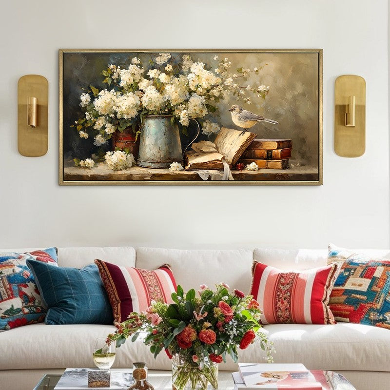 Ivory Blooms Canvas Wall Painting With Frame