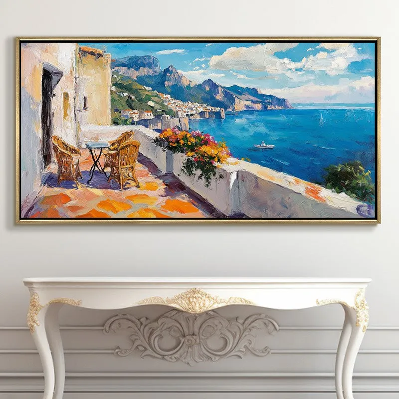 Terrace of Blue Canvas Wall Painting With Frame media 5