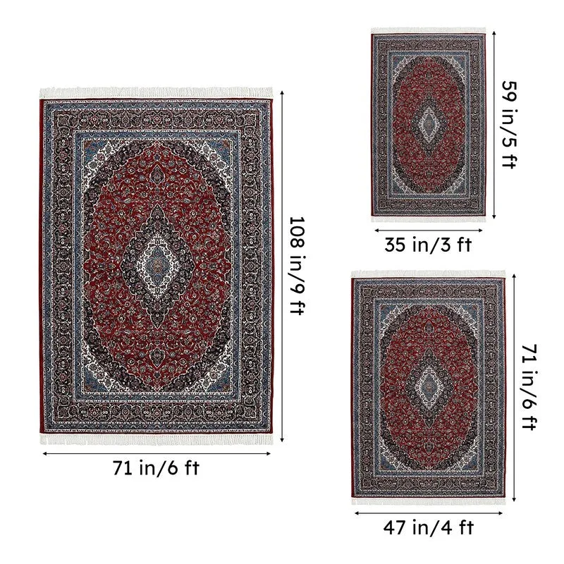 Riti Rang Artificial Silk Carpet - Red media 9