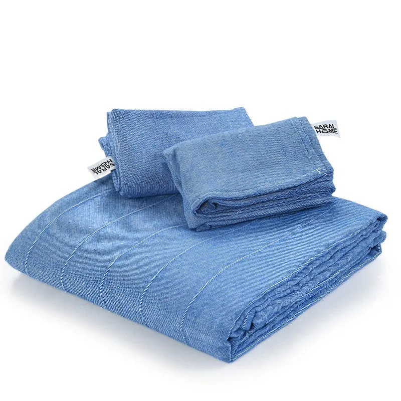 Serene Spread Cotton Bedsheet (Navy) - 220 TC media 5