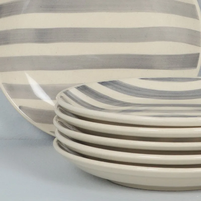Ceramic Quarter Plate (Grey,White) - Set Of Six media 5
